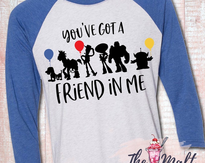 MALT SHOPPE Toy Story Inspired by You've Got a Friend in Me Toy Story Land Raglan Baseball Shirt Unisex