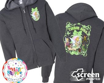 MALT SHOPPE Tinker Bell Tink Coquette Pixie Dust Zip Up Hoodie Jacket Disney World Disneyland Vacation Sweatshirt