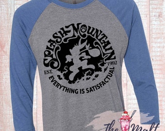 Unisex Raglan Sleeve Splash Mountain Everything Is Satisfactual Laughing Place Shirt