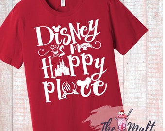 MALT SHOPPE Disney Is My Happy Place Park Icons Vacation Tee