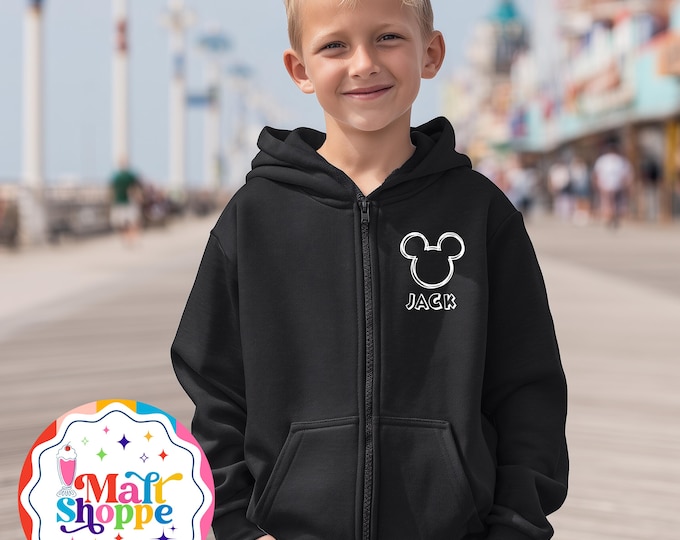 MALT SHOPPE Magical Zip Up Hoodie Jacket Disney World Disneyland Vacation Sweatshirt Youth Adult