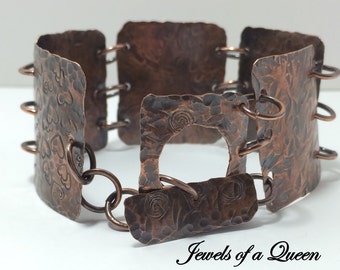 Hammered Copper Cuff Bracelet - Ancient Roman Copper Cuff Bracelet ~ Copper Bracelet ~ Handmade Jewelry ~ Textured Copper Links Bracelet