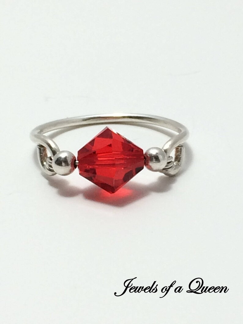 Swarovski Red Crystal Ring ~ Wire Wrapped Ring ~ Wire Wrap Ring ...