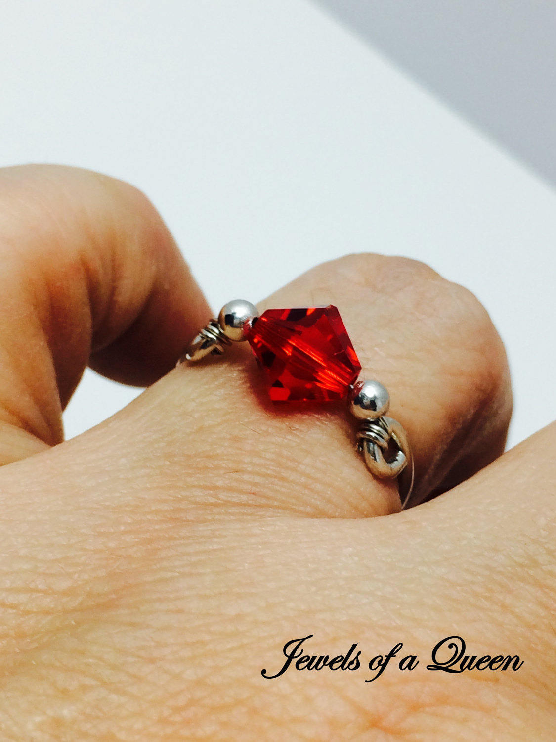 Swarovski Red Crystal Ring ~ Wire Wrapped Ring ~ Wire Wrap Ring ...