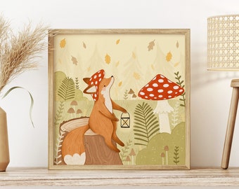 Mushroom Fox Print