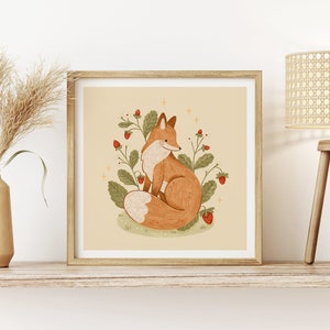 Strawberry Fox Art Print