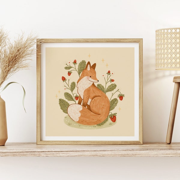 Strawberry Fox Art Print