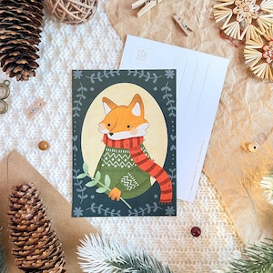 Cozy Fox Christmas Postcard // A6 Print