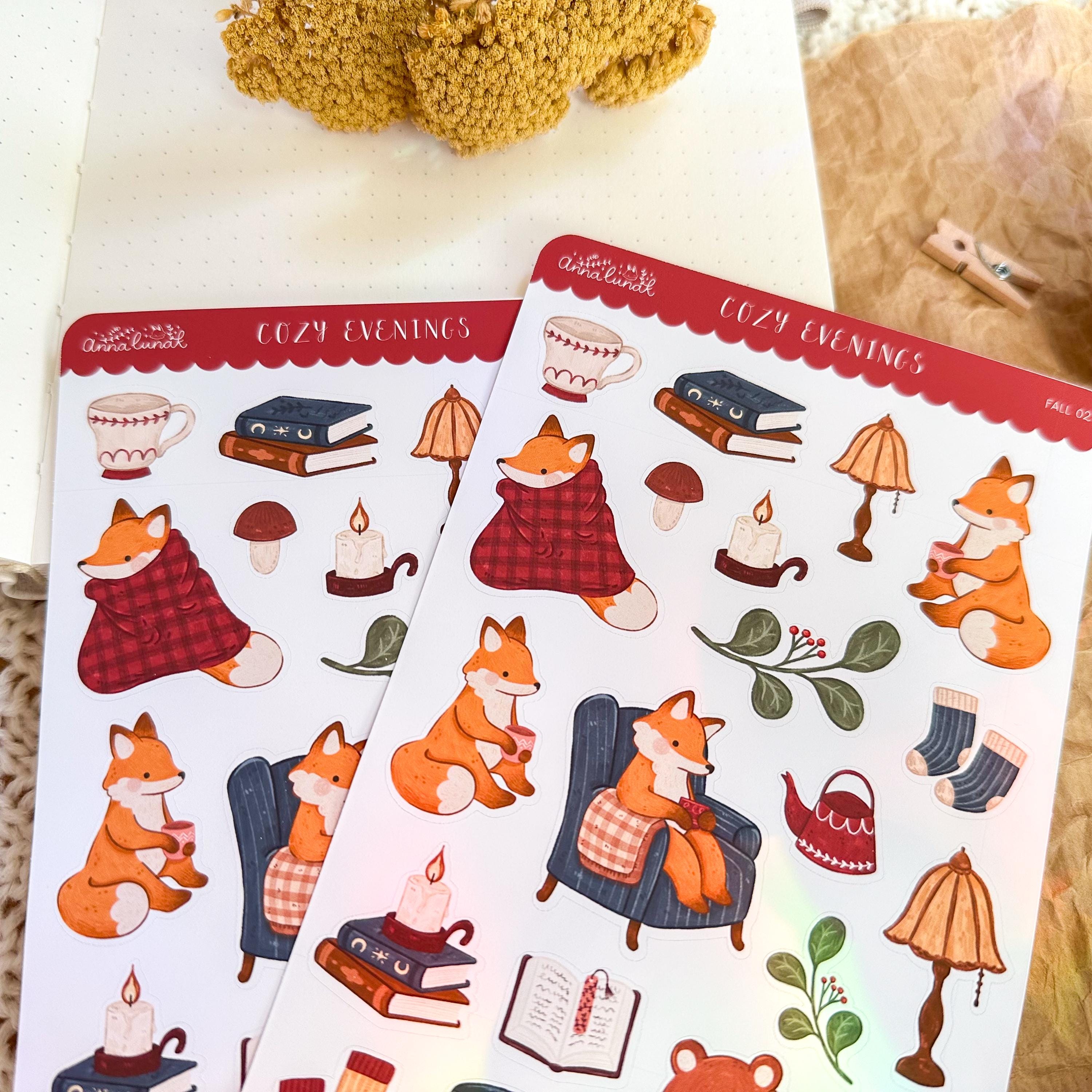 Cozy Evenings Sticker Sheet // Matte Paper Planner Stickers - Etsy