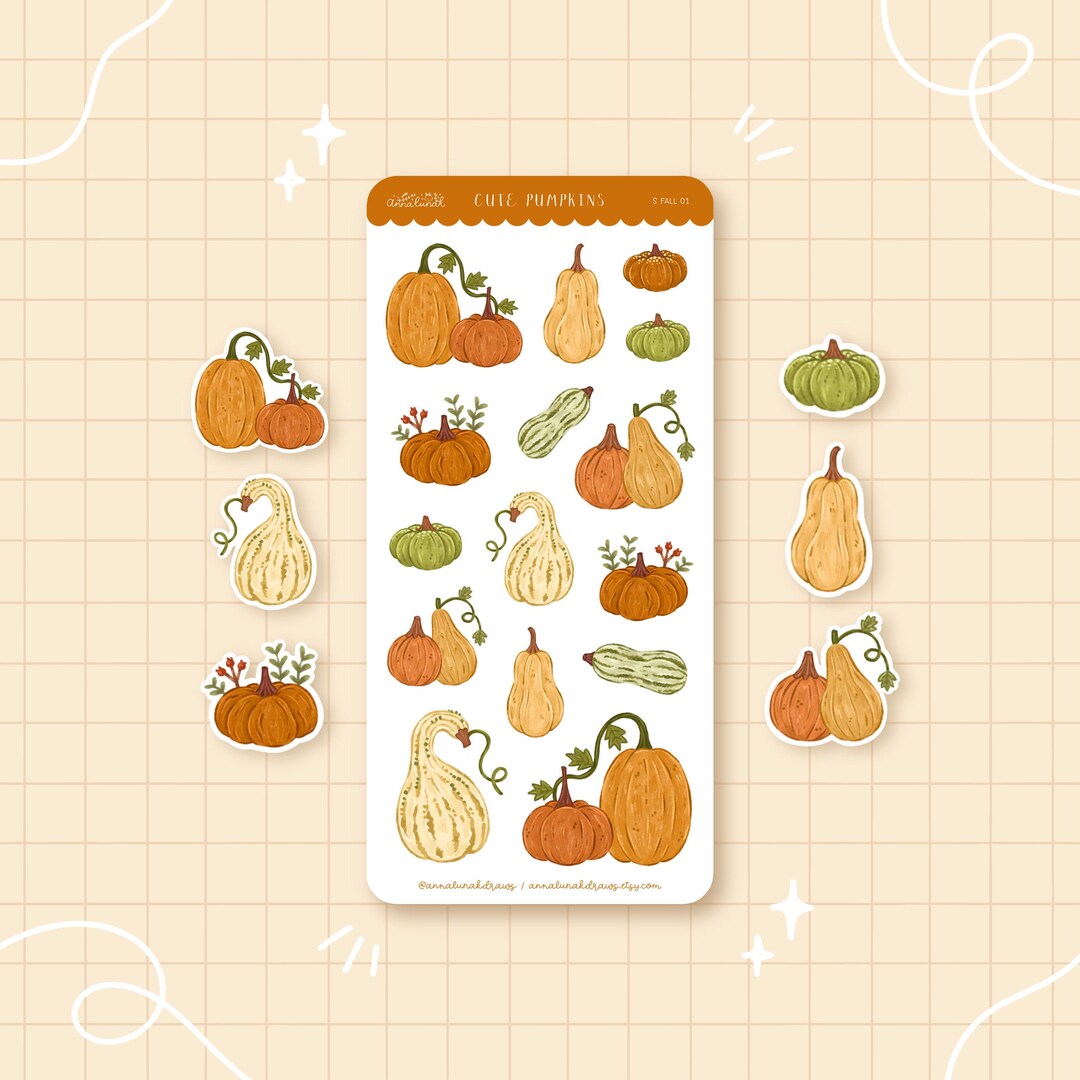 Cute Pumpkins Planner Sticker Sheet // Matte Paper Stickers - Etsy