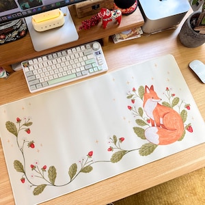 Waterdichte bureau-mat - Aardbeienvos | Muismat | Gaming muismat