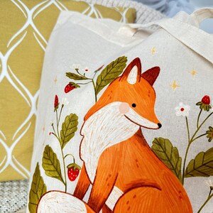 Strawberry Fox Tote Bag - Etsy