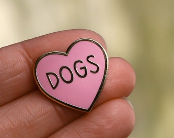 Pink Dog Lover Pin Badge, Gold Heart Enamel Lapel Pin, Doggo Appreciation Gift