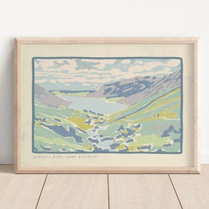 Scafell Pike Cubria Fine Art Print, Seenplatte Berglandschaft, Ungerahmt, Moderne Wandkunst, A5 A4 A3, Giclée, Digital