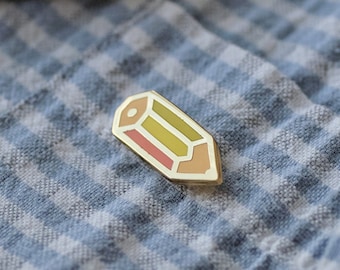 Pencil Pin Badge, Pastel Colours and Gold Enamel Pin, Artist, Creative, Writer Gift