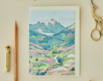 Pastel Mountains Card, A6 Illustrated Landscape Greetings Card, Any Occasion