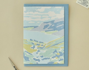 Scafell Pike, Lake District, Cumbria, A6 Blank Greetings Card, Illustrated English Landscape