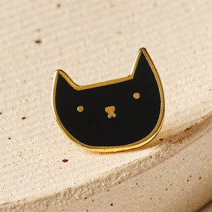 Black Cat Pin Badge, Cute Cat Lover Gift, Cat Lady Enamel Pin, Black Cat Club