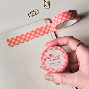 Red Gingham Check Washi Tape, Cute Bullet Journal Masking Tape