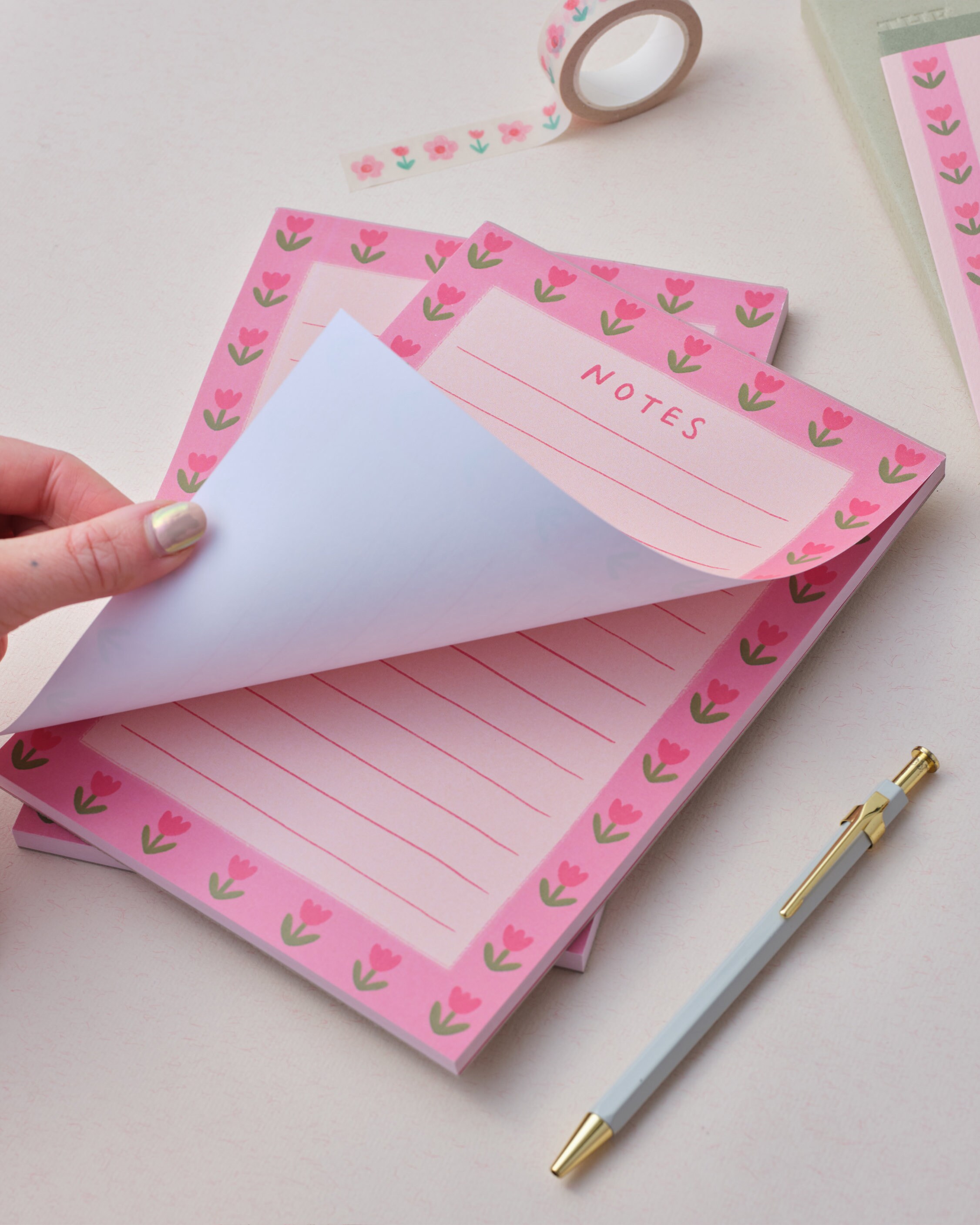 A5 Notepad - Pink Tulips - Notes, Daily Planner, to Do List - Etsy