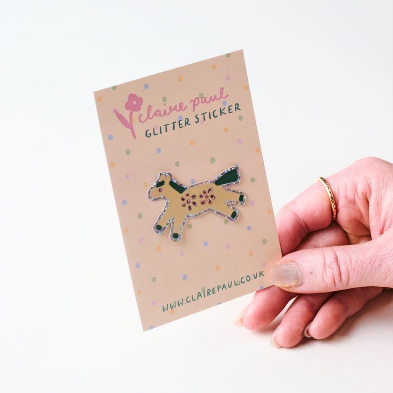 Year of the Horse Sticker, Prancing Pony Folk art Holographic Glitter Sticker image 8