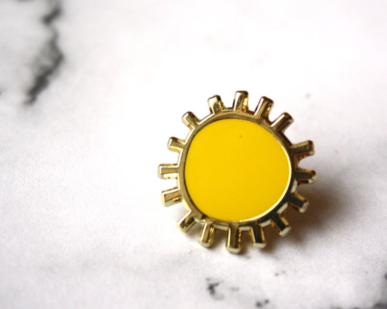 Sun Pin Badge Yellow Sunshine Enamel Pin Wellness Etsy