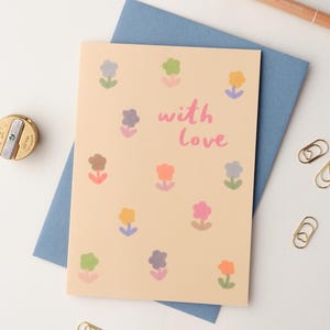 With Love Blumengrußkarte, A6 innen leer, Spot UV, Beileidskarte, jeder Anlass