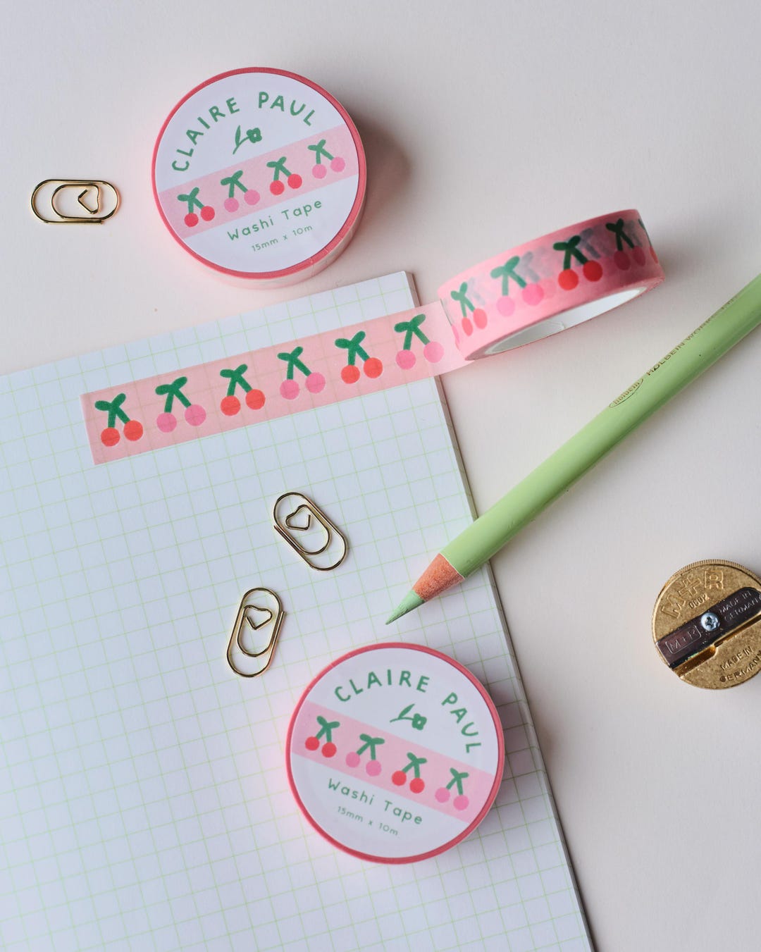 Cherries Washi Tape, Cute Junk Journal Masking Tape, Eco Patterned ...