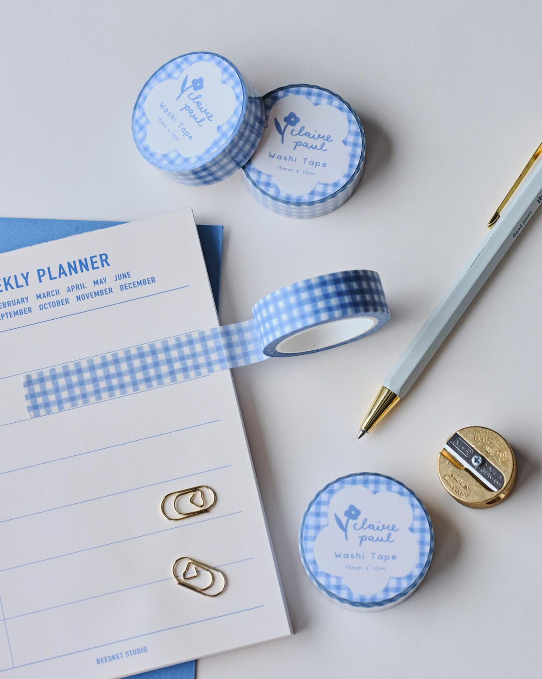 Yuanchu Gingham tape, blauw-wit Gingham-band, 3/8 inch x 45,7 m, Buffalo checker-tape, knutselband voor doe-het-zelfprojecten, picknick, kunstonderwijs, geschenkverpakkingen Yuanchu Gingham tape, blauw-wit Gingham-band, 3/8 inch x 45,7 m, Buffalo checker-tape, knutselband voor doe-het-zelfprojecten, picknick, kunstonderwijs, geschenkverpakkingen