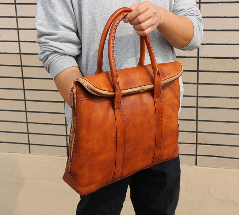 Men's Briefcase Leather Briefcase Leather Tote Etsy
