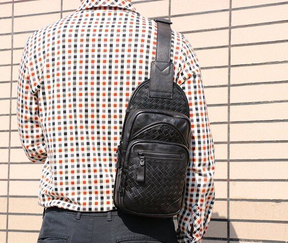 Leather Sling Bag Backpack With Single 