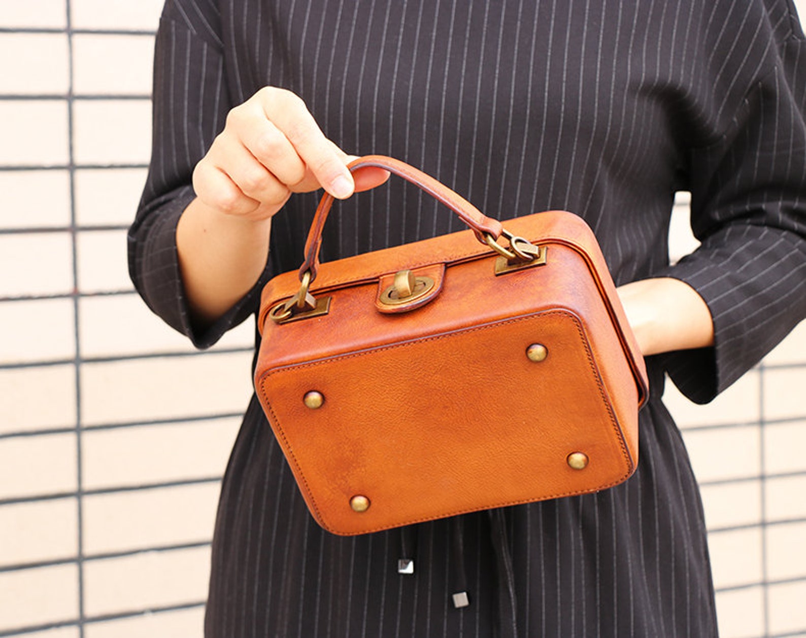 personalized leather cosmetic bag