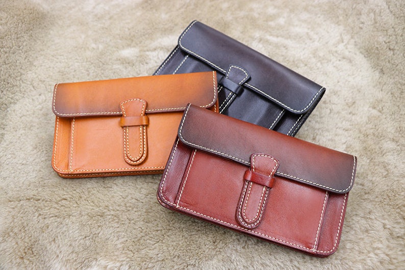 Leather purse Christmas Gift Brown Chain Wallet Clutch Wallet Women/'s Leather Wallet Personalized Leather Wallet Gift