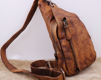 womens leather sling backpack