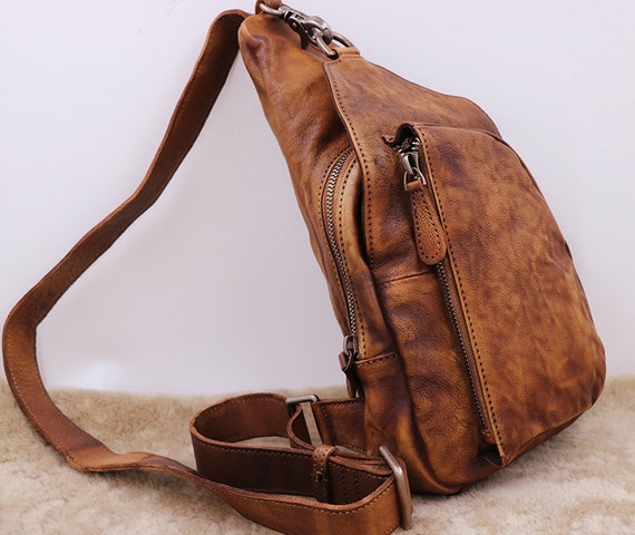 Chapel transaction for me Leather Sling Bag Backpack With Single Strap Mens Crossbody - Etsy