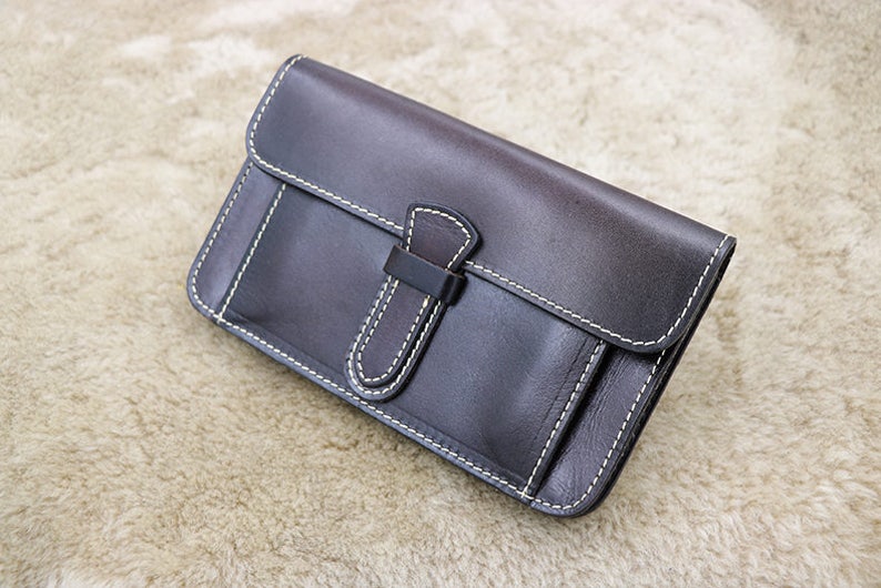 Leather purse Christmas Gift Brown Chain Wallet Clutch Wallet Women/'s Leather Wallet Personalized Leather Wallet Gift