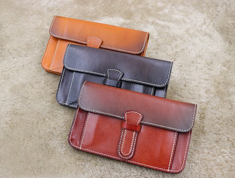Leather purse Christmas Gift Brown Chain Wallet Clutch Wallet Women/'s Leather Wallet Personalized Leather Wallet Gift
