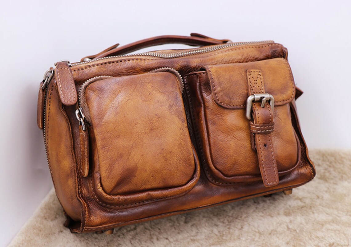 Brown Leather Crossbody Bag Leather Shoulder Bag Etsy