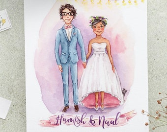 Custom Illustrated Wedding Invitation - Save the date -  Watercolour Art - Stationery Set