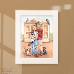 Original Watercolor Family Portrait: Custom Couple Illustration
