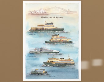 Sydney Ferries - Illustrated Watercolour Poster - Limited Edition