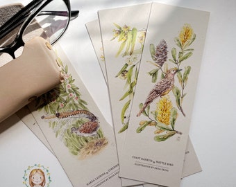 Bookmark Set of 6 - Watercolour Illustration - Native Australian Birds and Plants