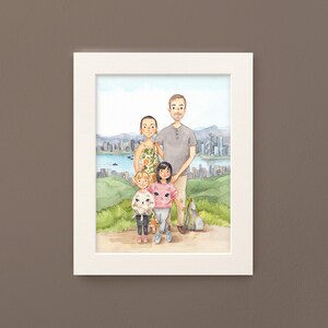 Illustrated Family Portrait of 4 Custom Watercolour Family Portrait Handmade Personalised image 6