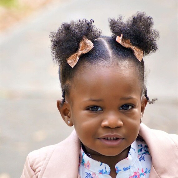Rose Gold Leather Bow Hair Clip Rose Gold Clip Set Toddler Etsy