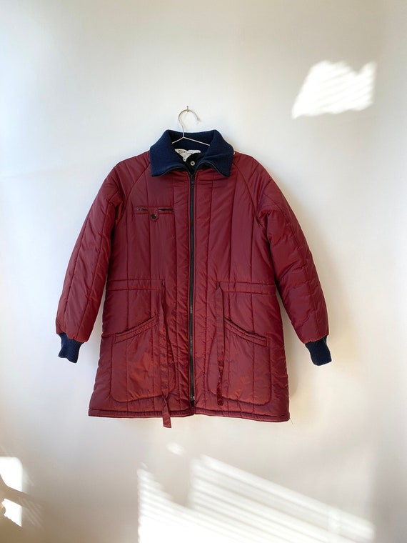 Maroon Quilted Puff Snow Coat - image 1