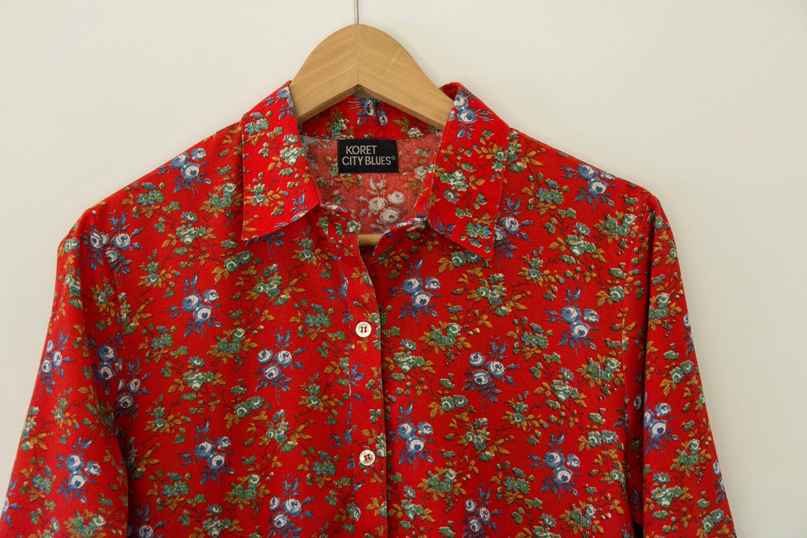 Red Floral Button Down Shirt Etsy