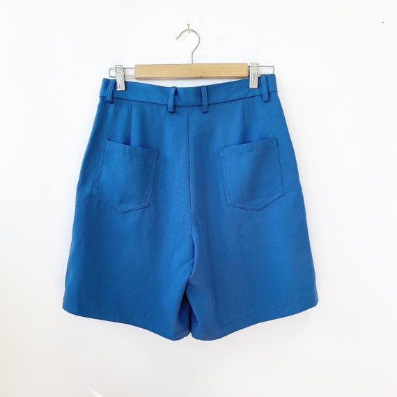 Blue, High waisted, Pleated trouser shorts - image 5