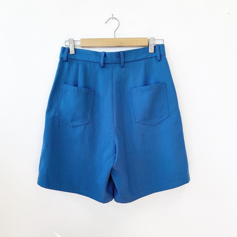 Blue, High waisted, Pleated trouser shorts image 5