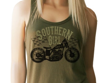 Southern Girl Motorcycle Tank Top. Southern Shirts. Motorcycle Shirt. Womens Motorcycle Shirt. Motorcycle Tank Top. Motorcycle Shirts.