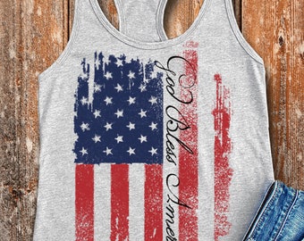 Flag Shirts. American Flag Tank. God Bless America. Red White and Blue. 4th of July. Patriotic. Country Fest. Country Concert. Country.